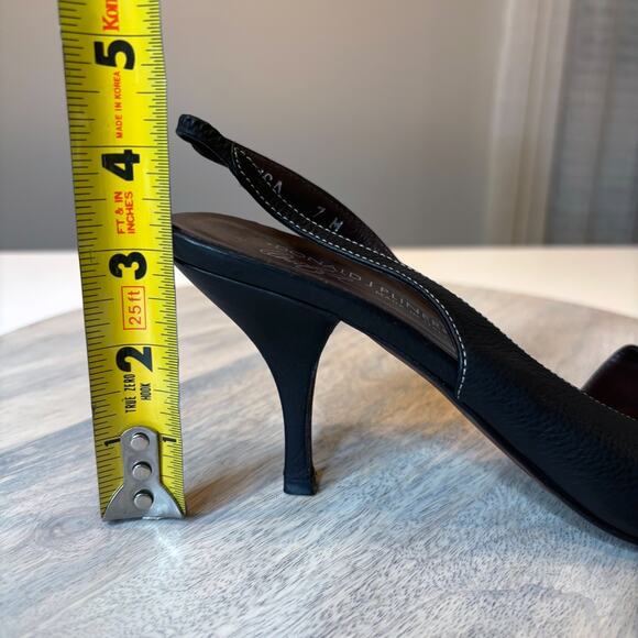 Donald J Pliner Shoes Black Slingback Peep Toe Kitten Heels US Size 7 M Italy - Picture 11 of 12